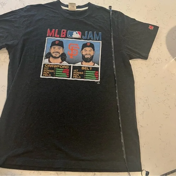HOMAGE Black MLB Jam Brandon Crawford Belt San Francisco Giants Sports Tee Shirt - Picture 4 of 9